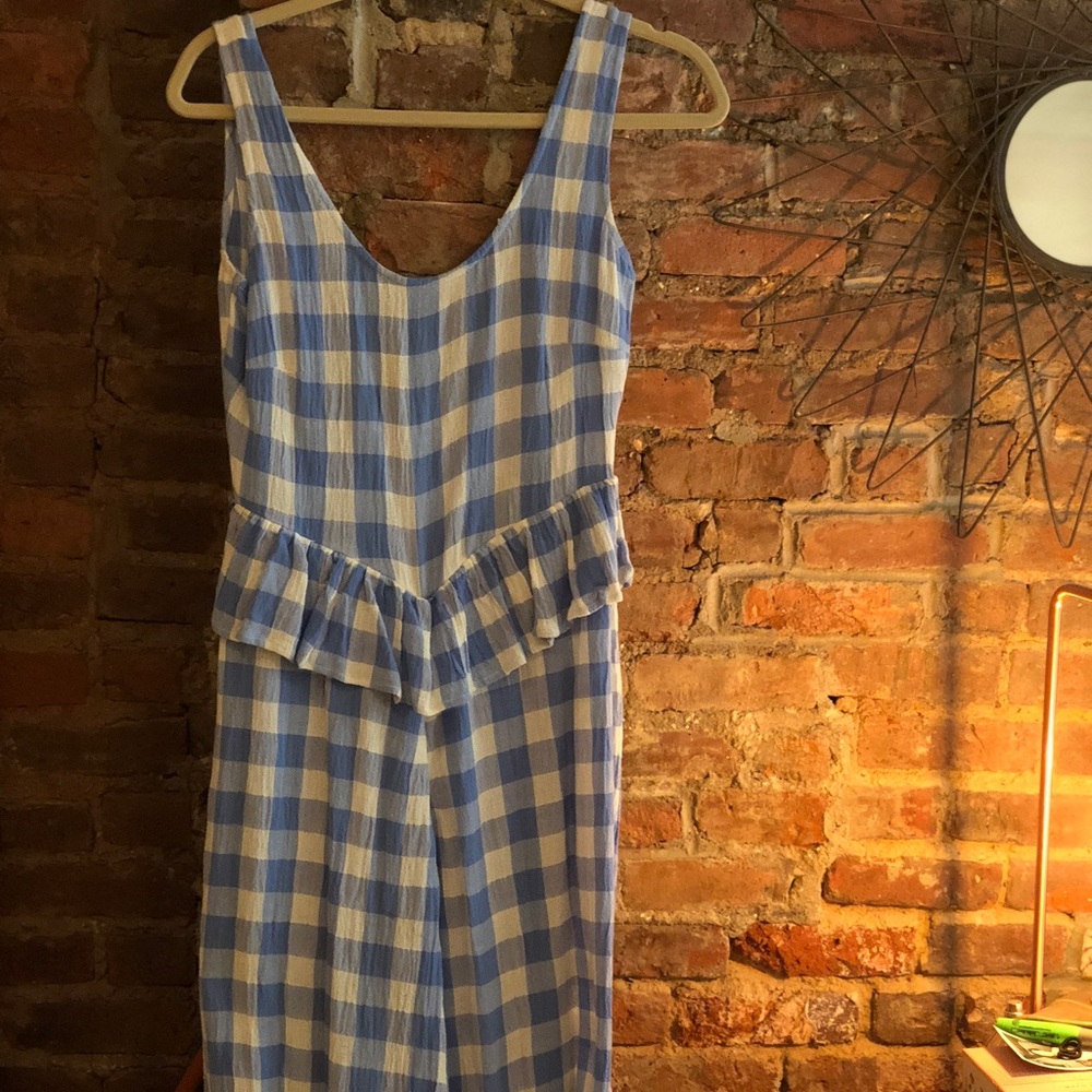 ASOS peplum waist gingham jumpsuit size 2